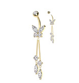 Bauchnabelpiercing Schmetterling mit Anhänger – Chirurgenstahl 316L PVD