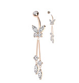 Bauchnabelpiercing Schmetterling mit Anhänger – Chirurgenstahl 316L PVD