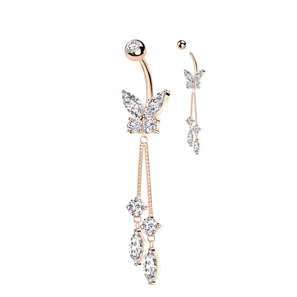 Bauchnabelpiercing Schmetterling mit Anhänger – Chirurgenstahl 316L PVD