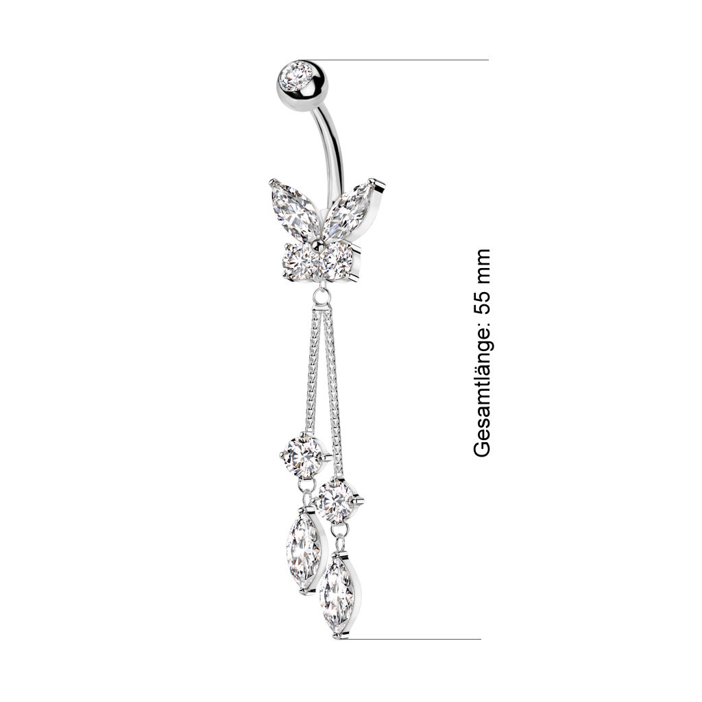 Bauchnabelpiercing Schmetterling mit Anhänger – Chirurgenstahl 316L PVD