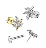 Labret Stecker Blatt mit Zirkonia