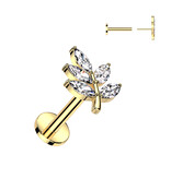 Labret Stecker Blatt mit Zirkonia