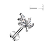 Labret Stecker Blatt mit Zirkonia