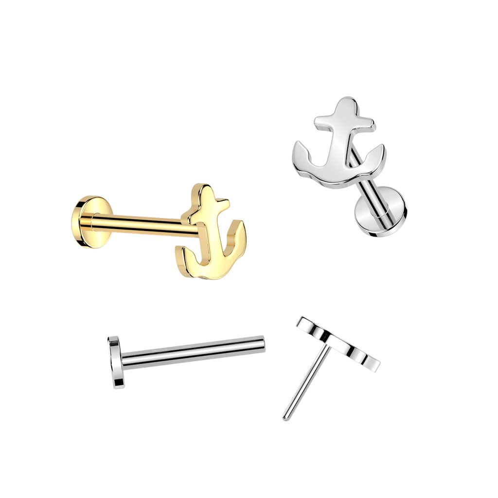 Tragus Piercing Anker in Gold oder Silber