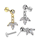 Tragus & Helix Piercing mit Blumen-Anhänger – Push-In