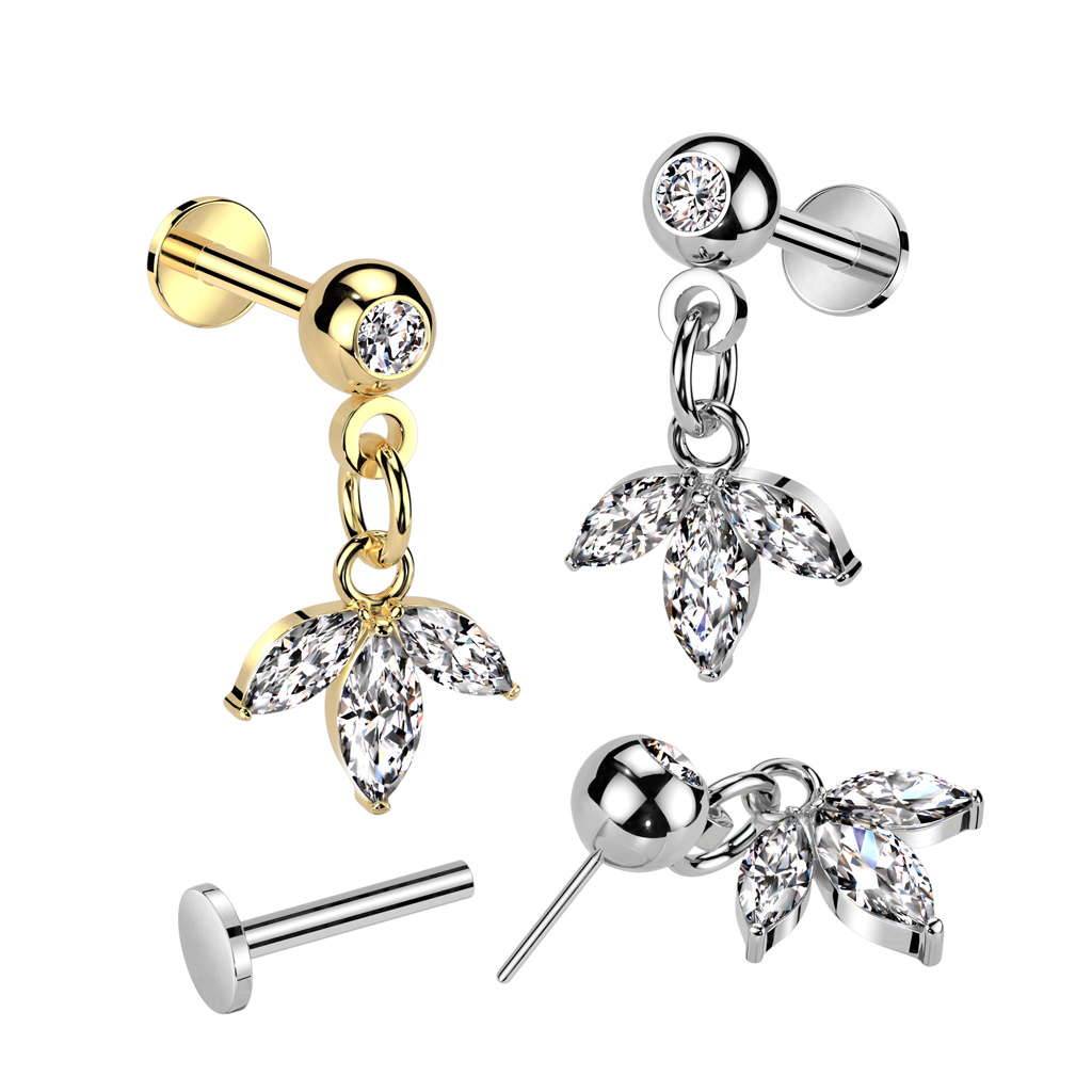 Tragus & Helix Piercing mit Blumen-Anhänger – Push-In