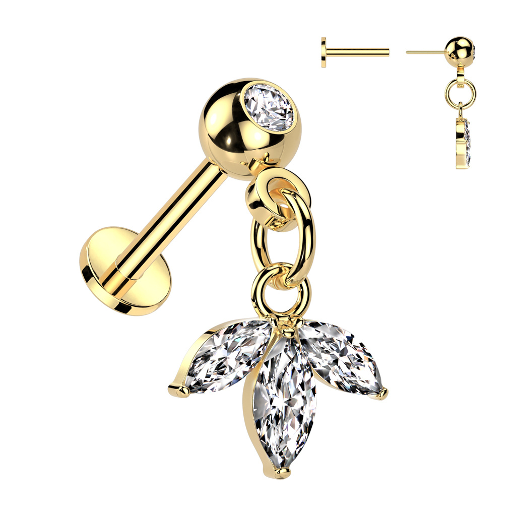 Tragus & Helix Piercing mit Blumen-Anhänger – Push-In