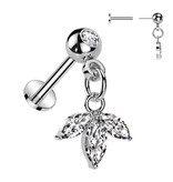 Tragus & Helix Piercing mit Blumen-Anhänger – Push-In