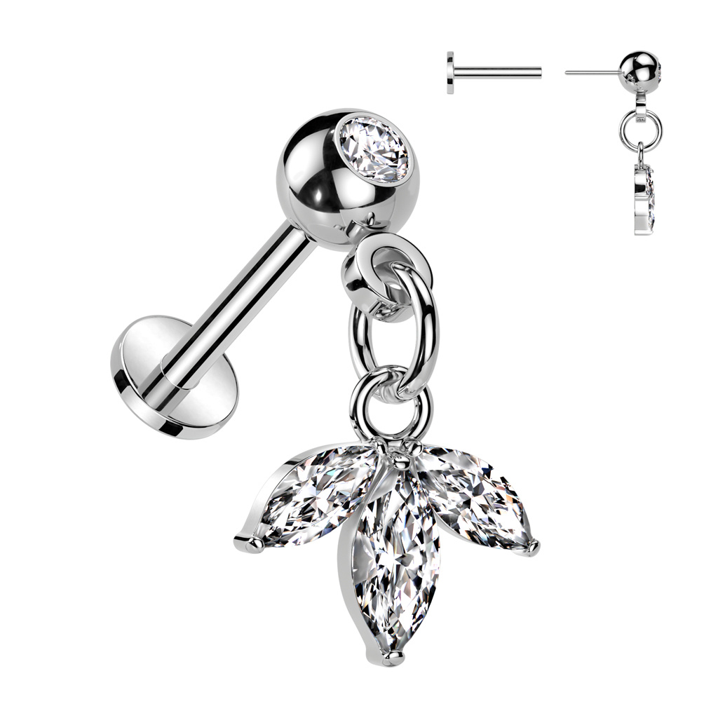 Tragus & Helix Piercing mit Blumen-Anhänger – Push-In