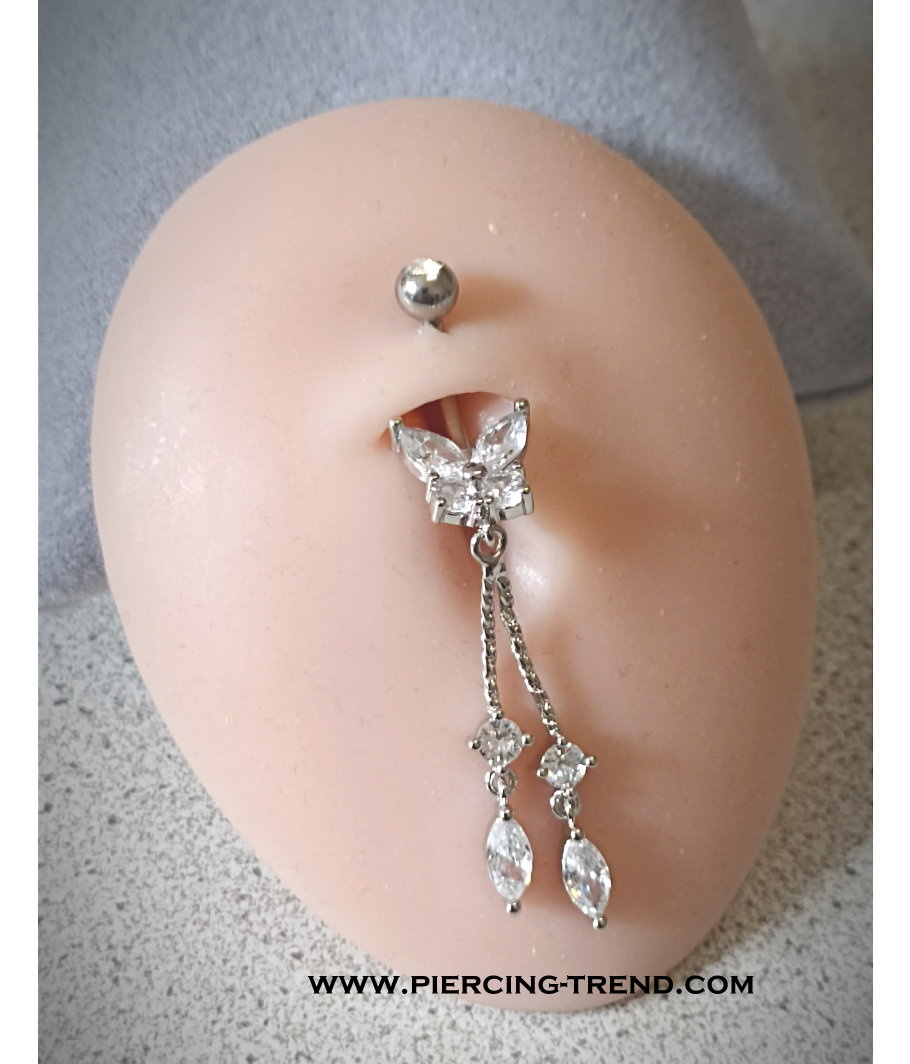 Bauchnabelpiercing Schmetterling mit Anhänger – Chirurgenstahl 316L PVD