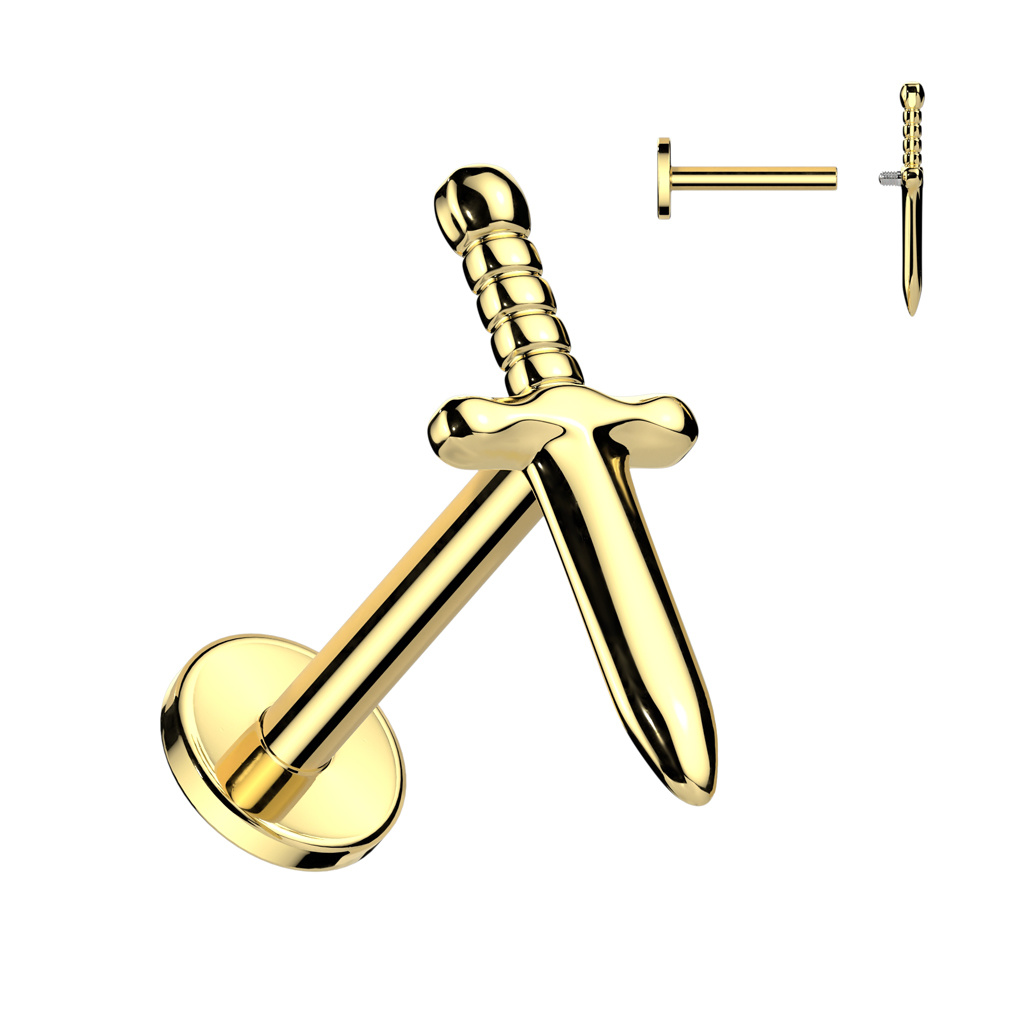 Titan Labret Stecker Dolch | ASTM F136 PVD