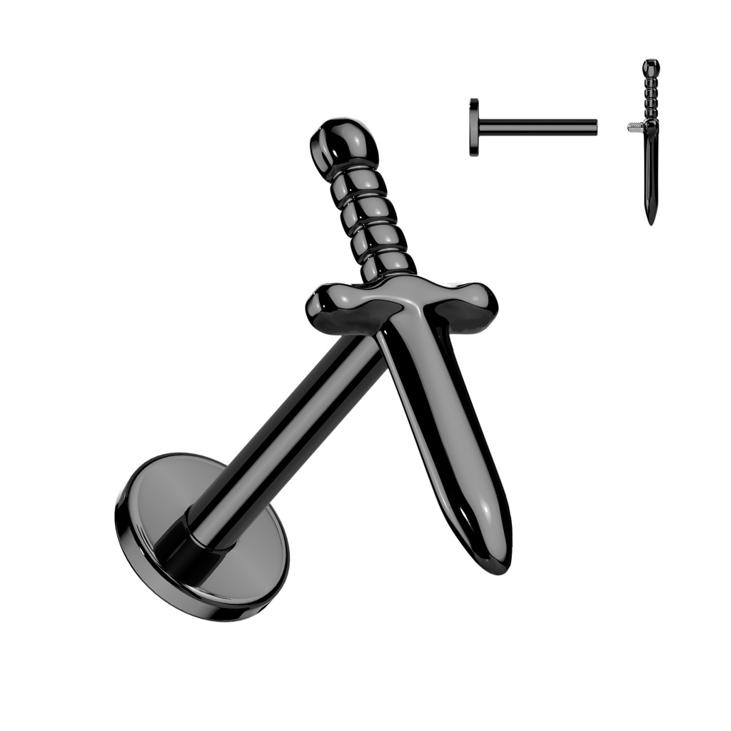 Titan Labret Stecker Dolch | ASTM F136 PVD