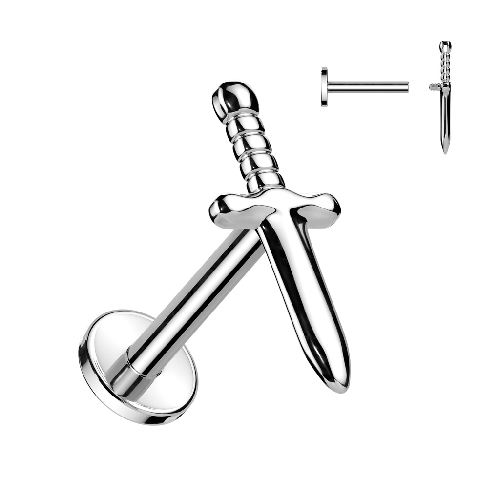 Titan Labret Stecker Dolch | ASTM F136 PVD