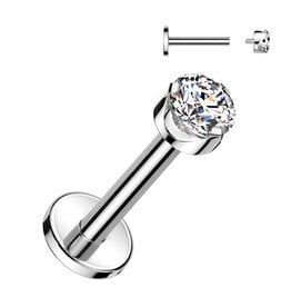 Titan Labret mit Zirkonia-Stein – Innengewinde | Titan ASTM F136 | 1,2 mm | 6 mm oder 8 mm
