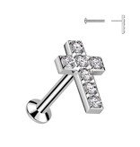 Tragus Stecker Kreuz mit Zirkonia