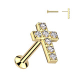 Tragus Stecker Kreuz mit Zirkonia