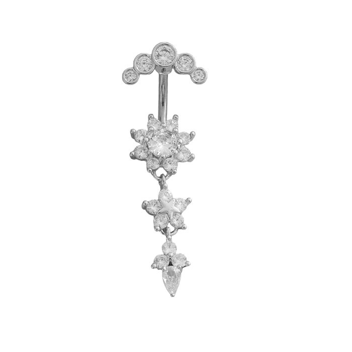 Bauchnabelpiercing Blume Kristall