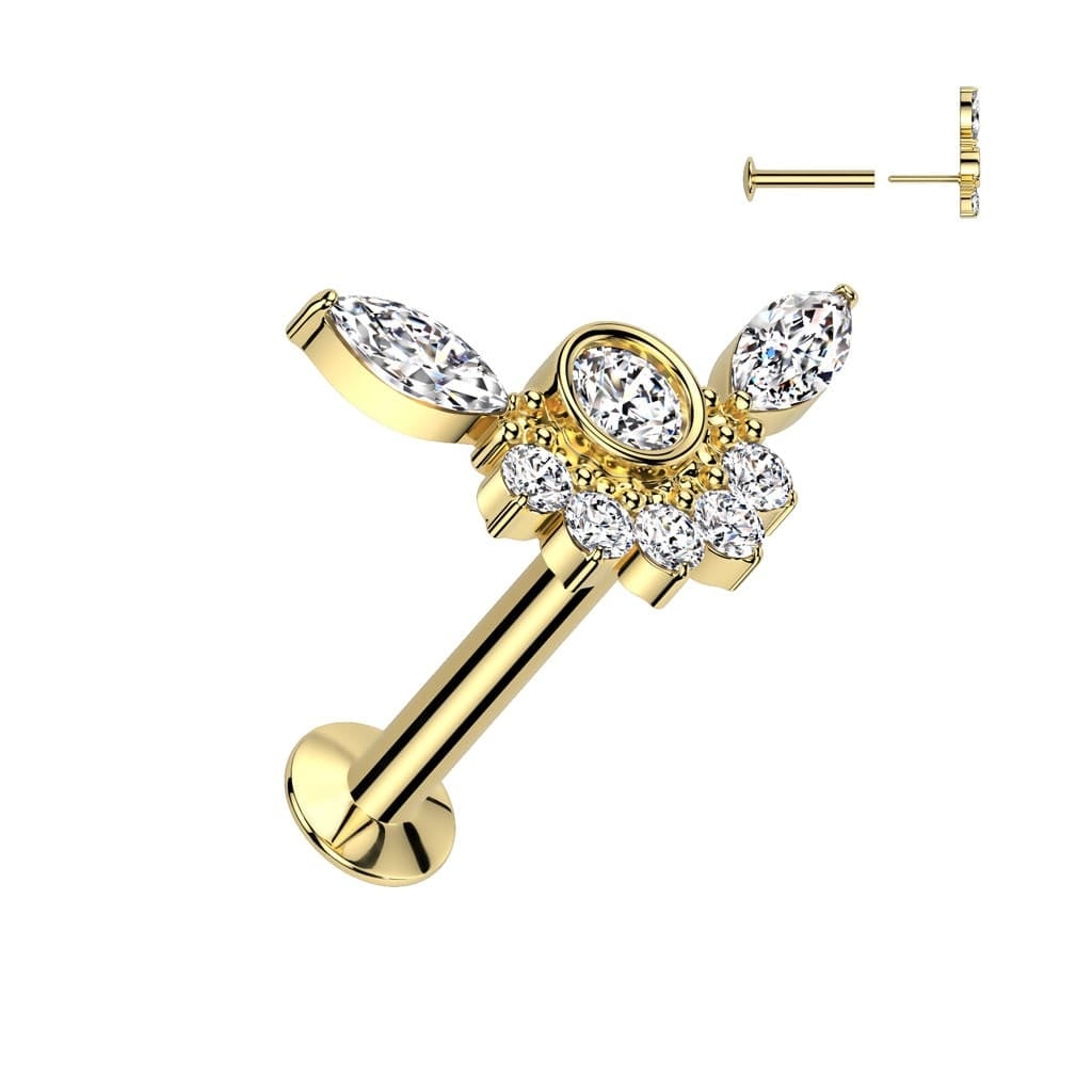 Piercingstecker Labret mit Kristall-Zirkonia