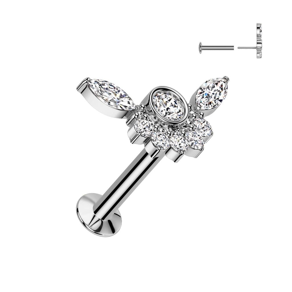 Piercingstecker Labret mit Kristall-Zirkonia