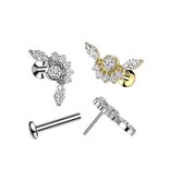 Piercingstecker Labret mit Kristall-Zirkonia