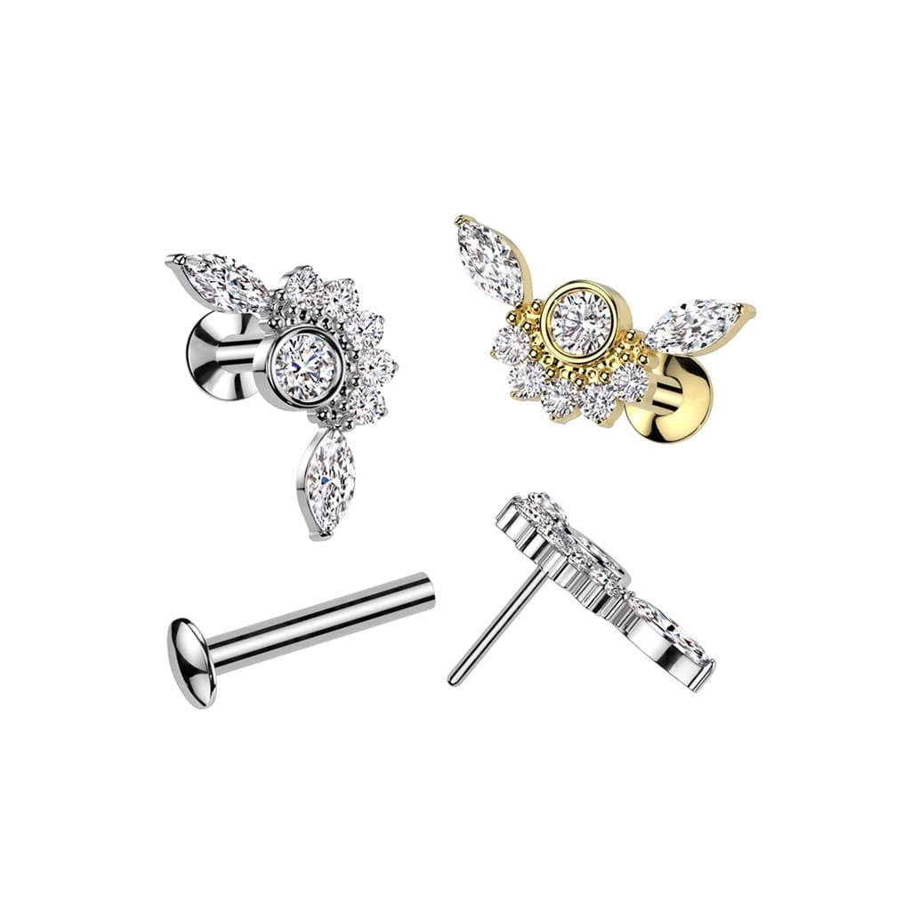 Piercingstecker Labret mit Kristall-Zirkonia