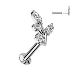 Labret Piercing Blatt mit Zirkonia