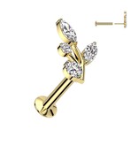 Labret Piercing Blatt mit Zirkonia