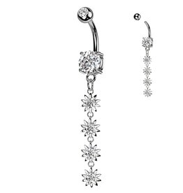 Bauchnabelpiercing  mit 4 Blumenblüten