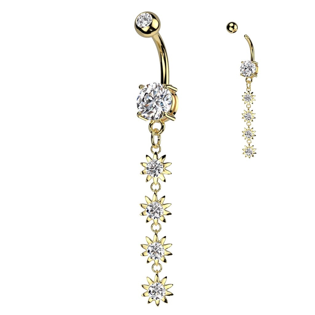 Goldfärbiges Bauchnabelpiercing  Blume