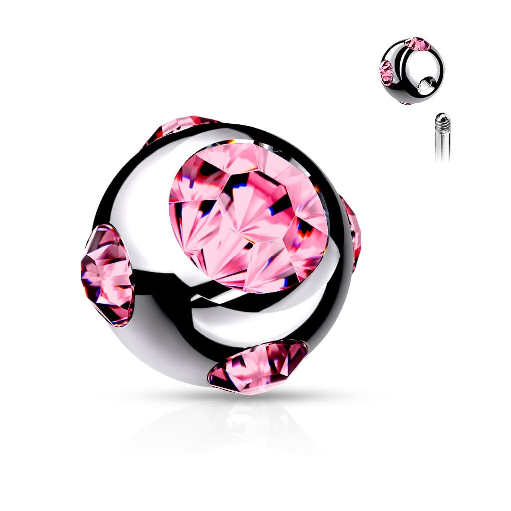 1,2mm Piercing Kugel mit pinken Stein