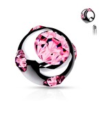 1,2mm Piercing Kugel mit pinken Stein