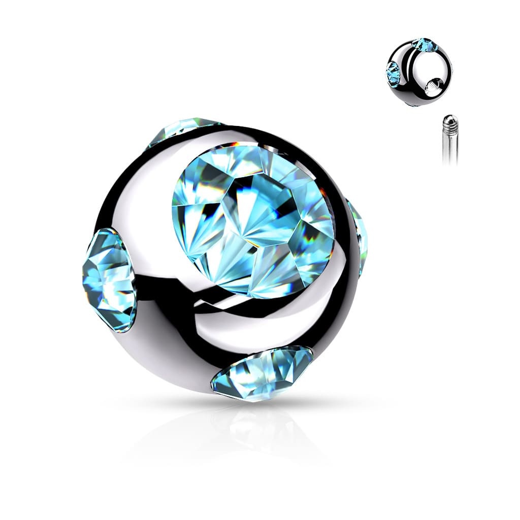 1,2mm Piercing Kugel mit türkisen Stein
