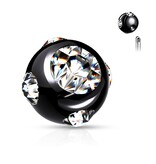 1,2mm Piercing schwarze Kugel mit Kristalle