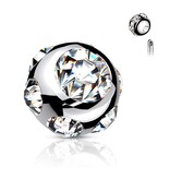 1,2mm Piercing Kugel Silber mit Steinchen