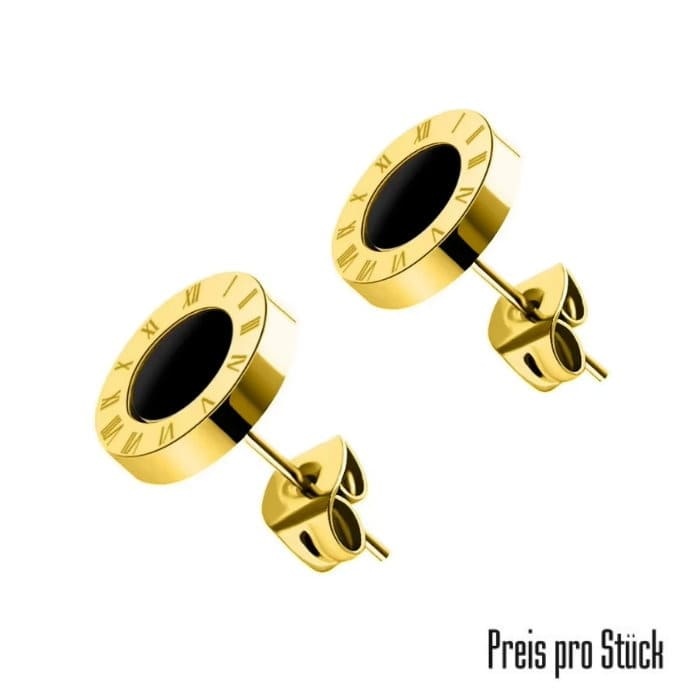 Goldfärbiger Ohrstecker mit römische Zahlen