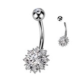 Bauchnabelpiercing Blume mit Zirkonistein