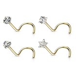 Goldfärbiges Nasenpiercing 4er Set