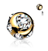1,6 mm Piercing Kugel Gold mit Kristall-Zirkonia – 6 mm Ersatzkugel