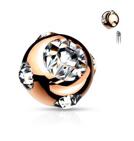 1,6 mm Piercing Kugel Roségold mit Kristall-Zirkonia – Chirurgenstahl 316L / PVD | 6 mm | Ersatzkugel