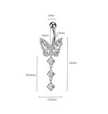 Bauchnabelpiercing Schmetterling mit Kristall-Zirkonia