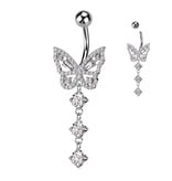 Bauchnabelpiercing Schmetterling mit Kristall-Zirkonia