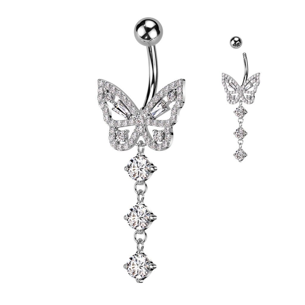 Bauchnabelpiercing Schmetterling mit Kristall-Zirkonia