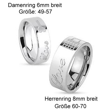 Edelstahl Partnerringe "LOVE"