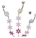 Bauchnabelpiercing mit 3 Blumen-Anhänger – Chirurgenstahl