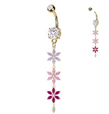 Bauchnabelpiercing mit 3 Blumen-Anhänger – Chirurgenstahl