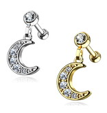 Barbell Stecker mit Mond-Anhänger & Zirkonia