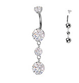 Titan Bauchnabelpiercing mit elegantem Kristall-Anhänger –  Silber & Gold