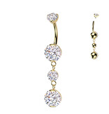Titan Bauchnabelpiercing mit elegantem Kristall-Anhänger –  Silber & Gold