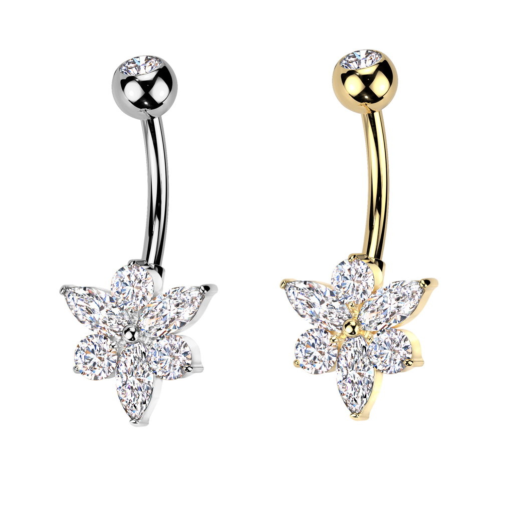 Schönes Bauchnabelpiercing Blume