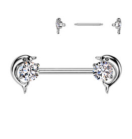 1,6 x  14 mm Brustpiercing Delfin